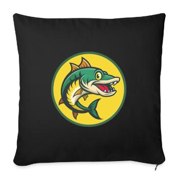 Barracuda Mignon Kawaii Dessin animé Clipart Animal de compagnie - Housse de coussin décorative 45 x 45 cm - noir - Devant