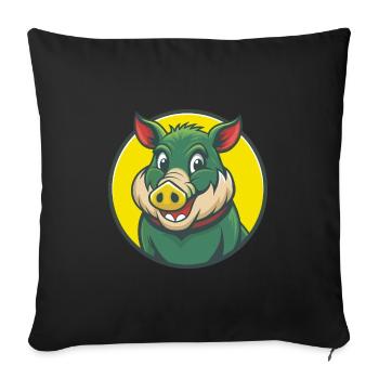 Sanglier Mignon Kawaii Dessin animé Clipart Animal de compagnie - Housse de coussin décorative 45 x 45 cm - noir - Devant