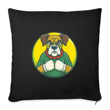 Boxer chien mignon Kawaii dessin animé Clipart animal de compagnie - Housse de coussin décorative 45 x 45 cm - noir - Devant