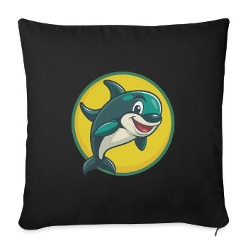 Orca Cute Kawaii Cartoon Clipart Pet Animal - Sofa pillowcase 17,3'' x 17,3'' (45 x 45 cm) - black - Front