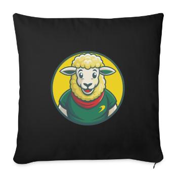 mouton mignon kawaii dessin animé clipart animal de compagnie - Housse de coussin décorative 45 x 45 cm - noir - Devant
