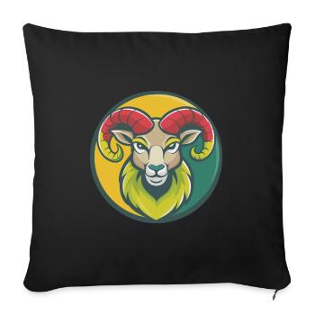 Ram Cute Kawaii Cartoon Clipart Pet Animal - Sofa pillowcase 17,3'' x 17,3'' (45 x 45 cm) - black - Front