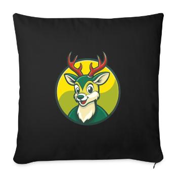 Deer Cute Kawaii Cartoon Clipart Pet Animal - Sofa pillowcase 17,3'' x 17,3'' (45 x 45 cm) - black - Front