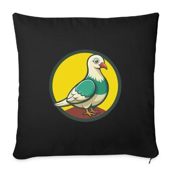 Colombe mignon Kawaii dessin animé Clipart Animal de compagnie - Housse de coussin décorative 45 x 45 cm - noir - Devant