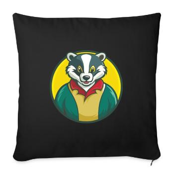 blaireau mignon kawaii dessin animé clipart animal de compagnie - Housse de coussin décorative 45 x 45 cm - noir - Devant
