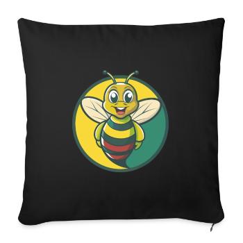 abeille mignon kawaii dessin animé clipart animal de compagnie - Housse de coussin décorative 45 x 45 cm - noir - Devant
