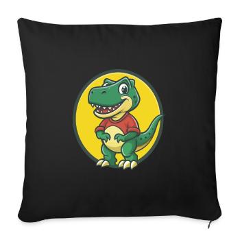 Dinosaur Cute Kawaii Cartoon Clipart Pet Animal - Sofa pillowcase 17,3'' x 17,3'' (45 x 45 cm) - black - Front