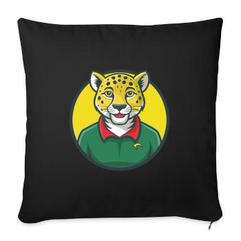 guépard mignon kawaii dessin animé clipart animal de compagnie - Housse de coussin décorative 45 x 45 cm - noir - Devant