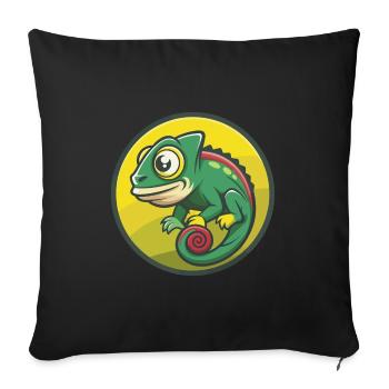 Chameleon Cute Kawaii Cartoon Clipart Pet Animal - Sofa pillowcase 17,3'' x 17,3'' (45 x 45 cm) - black - Front