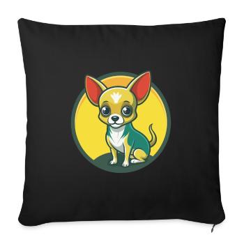 Chihuahua Dog Cute Kawaii Cartoon Clipart Animal - Sofa pillowcase 17,3'' x 17,3'' (45 x 45 cm) - black - Front