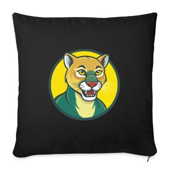 Cougar Cute Kawaii Cartoon Clipart Pet Animal - Sofa pillowcase 17,3'' x 17,3'' (45 x 45 cm) - black - Front