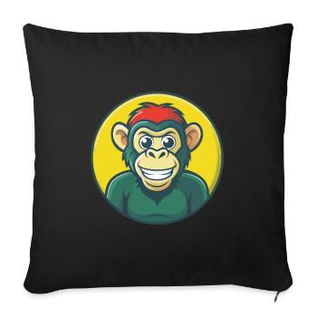 Bonobo Cute Kawaii Cartoon Clipart Pet Animal - Sofa pillowcase 17,3'' x 17,3'' (45 x 45 cm) - black - Front
