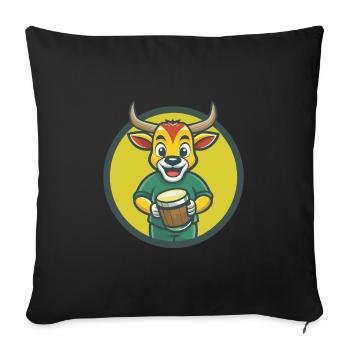 Bongo mignon Kawaii dessin animé Clipart Animal de compagnie - Housse de coussin décorative 45 x 45 cm - noir - Devant