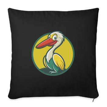 Storch Niedliche Kawaii Cartoon Clipart Haustier Tier - Sofakissenbezug 45 x 45 cm - Schwarz - Vorne