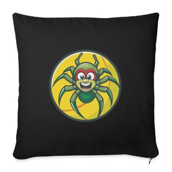 araignée mignon kawaii dessin animé clipart animal de compagnie - Housse de coussin décorative 45 x 45 cm - noir - Devant