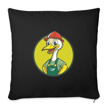 grue mignon Kawaii dessin animé Clipart animal de compagnie - Housse de coussin décorative 45 x 45 cm - noir - Devant