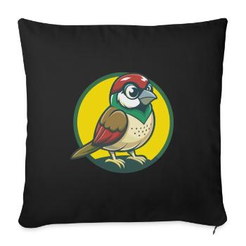 Sparrow Cute Kawaii Cartoon Clipart Pet Animal - Sofa pillowcase 17,3'' x 17,3'' (45 x 45 cm) - black - Front