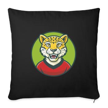 Léopard Mignon Kawaii Dessin animé Clipart Animal de compagnie - Housse de coussin décorative 45 x 45 cm - noir - Devant