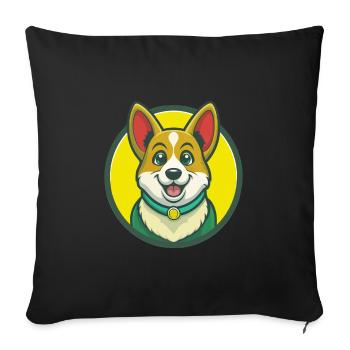 Corgi Dog Cute Kawaii Cartoon Clipart Pet Animal - Sofa pillowcase 17,3'' x 17,3'' (45 x 45 cm) - black - Front