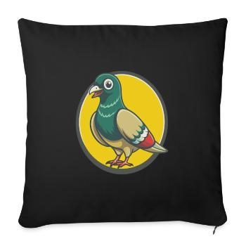 Pigeon Mignon Kawaii Dessin animé Clipart Animal de compagnie - Housse de coussin décorative 45 x 45 cm - noir - Devant
