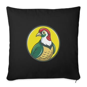 perdrix mignon kawaii dessin animé clipart animal de compagnie - Housse de coussin décorative 45 x 45 cm - noir - Devant