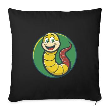 Ver de terre mignon Kawaii dessin animé Clipart Animal de compagnie - Housse de coussin décorative 45 x 45 cm - noir - Devant