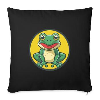 Frog Cute Kawaii Cartoon Clipart Pet Animal - Sofa pillowcase 17,3'' x 17,3'' (45 x 45 cm) - black - Front