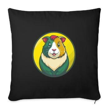 Cochon d’Inde Mignon Kawaii Dessin animé Clipart Animal de compagnie - Housse de coussin décorative 45 x 45 cm - noir - Devant