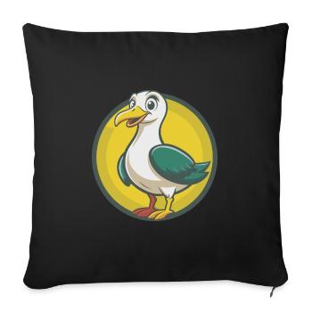 Seagull Cute Kawaii Cartoon Clipart Pet Animal - Sofa pillowcase 17,3'' x 17,3'' (45 x 45 cm) - black - Front