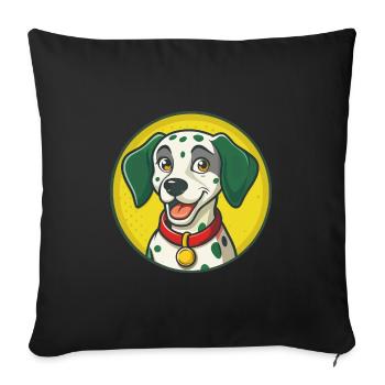 Chien Dalmatien Mignon Kawaii Dessin animé Clipart Animal - Housse de coussin décorative 45 x 45 cm - noir - Devant
