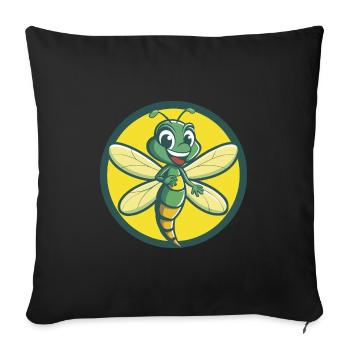 libellule mignon kawaii dessin animé clipart animal de compagnie - Housse de coussin décorative 45 x 45 cm - noir - Devant