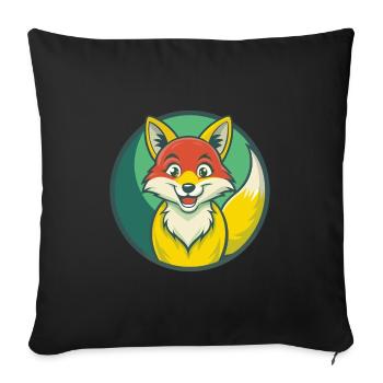 Fuchs süße Kawaii Cartoon Clipart Haustier Tier - Sofakissenbezug 45 x 45 cm - Schwarz - Vorne