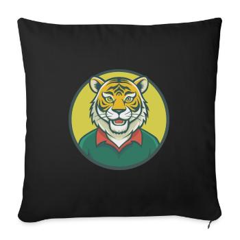 Tiger Cute Kawaii Cartoon Clipart Pet Animal - Sofa pillowcase 17,3'' x 17,3'' (45 x 45 cm) - black - Front