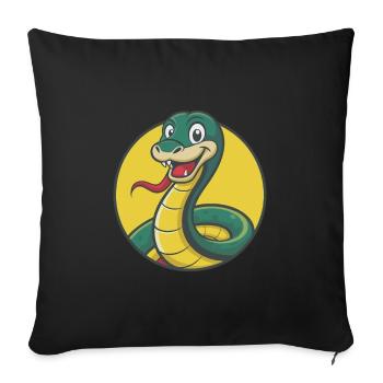 Serpent Mignon Kawaii Dessin animé Clipart Animal de compagnie - Housse de coussin décorative 45 x 45 cm - noir - Devant