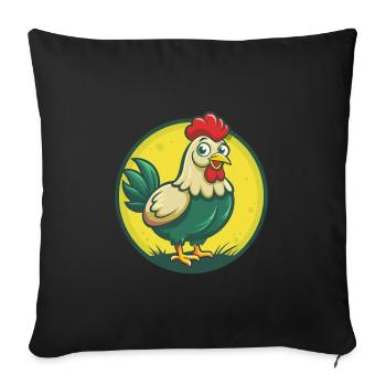 Poule mignon Kawaii dessin animé Clipart Animal de compagnie - Housse de coussin décorative 45 x 45 cm - noir - Devant