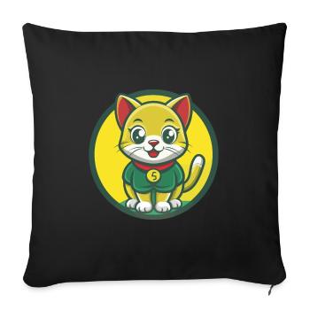 Kitten Cute Kawaii Cartoon Clipart Pet Animal - Sofa pillowcase 17,3'' x 17,3'' (45 x 45 cm) - black - Front