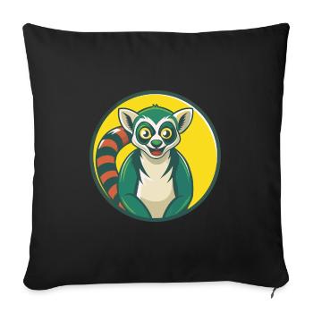 Lemur Cute Kawaii Cartoon Clipart Pet Animal - Sofa pillowcase 17,3'' x 17,3'' (45 x 45 cm) - black - Front