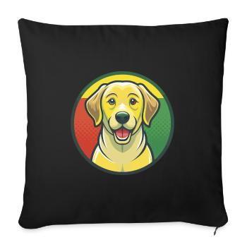 Labrador retriever chien mignon Kawaii dessin animé Animal - Housse de coussin décorative 45 x 45 cm - noir - Devant