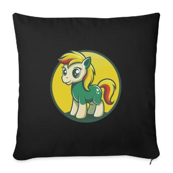 Pony Cute Kawaii Cartoon Clipart Pet Animal - Sofa pillowcase 17,3'' x 17,3'' (45 x 45 cm) - black - Front