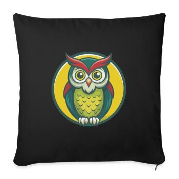 Owl Cute Kawaii Cartoon Clipart Pet Animal - Sofa pillowcase 17,3'' x 17,3'' (45 x 45 cm) - black - Front