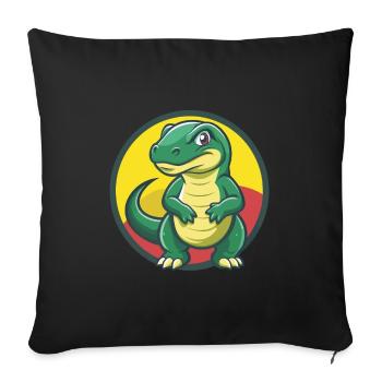 Komodo Dragon Cute Kawaii Cartoon Clipart Animal - Sofa pillowcase 17,3'' x 17,3'' (45 x 45 cm) - black - Front