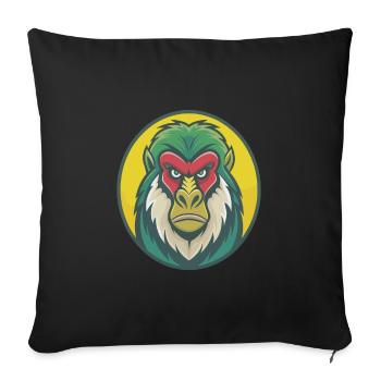 Mandrill mignon Kawaii dessin animé Clipart Animal de compagnie - Housse de coussin décorative 45 x 45 cm - noir - Devant