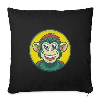 Monkey Cute Kawaii Cartoon Clipart Pet Animal - Sofa pillowcase 17,3'' x 17,3'' (45 x 45 cm) - black - Front