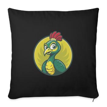 Peacock Cute Kawaii Cartoon Clipart Pet Animal - Sofa pillowcase 17,3'' x 17,3'' (45 x 45 cm) - black - Front