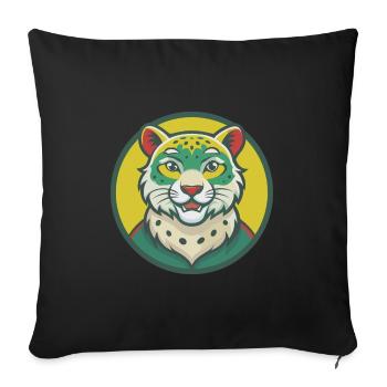 léopard des neiges mignon kawaii dessin animé clipart animal - Housse de coussin décorative 45 x 45 cm - noir - Devant