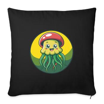 Méduse mignon Kawaii dessin animé Clipart Animal de compagnie - Housse de coussin décorative 45 x 45 cm - noir - Devant