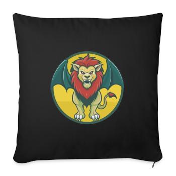 Manticore mignon Kawaii dessin animé Clipart Animal de compagnie - Housse de coussin décorative 45 x 45 cm - noir - Devant