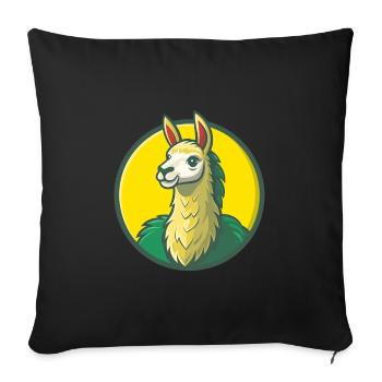 Lama mignon Kawaii dessin animé Clipart Animal de compagnie - Housse de coussin décorative 45 x 45 cm - noir - Devant