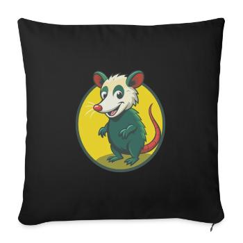 Opossum Mignon Kawaii Dessin animé Clipart Animal de compagnie - Housse de coussin décorative 45 x 45 cm - noir - Devant