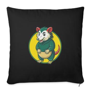 opossum mignon kawaii dessin animé clipart animal de compagnie - Housse de coussin décorative 45 x 45 cm - noir - Devant